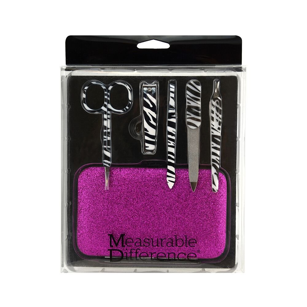 Measurable Difference Grab N Go 6 Piece Manicure Set, Zebra Stripes