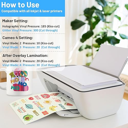 Miniatura 3 de TECKWRAP Papel adhesivo de vinilo imprimible para impresora de inyección de tinta, papel adhesivo holográfico para imprimir por inyección de tinta,