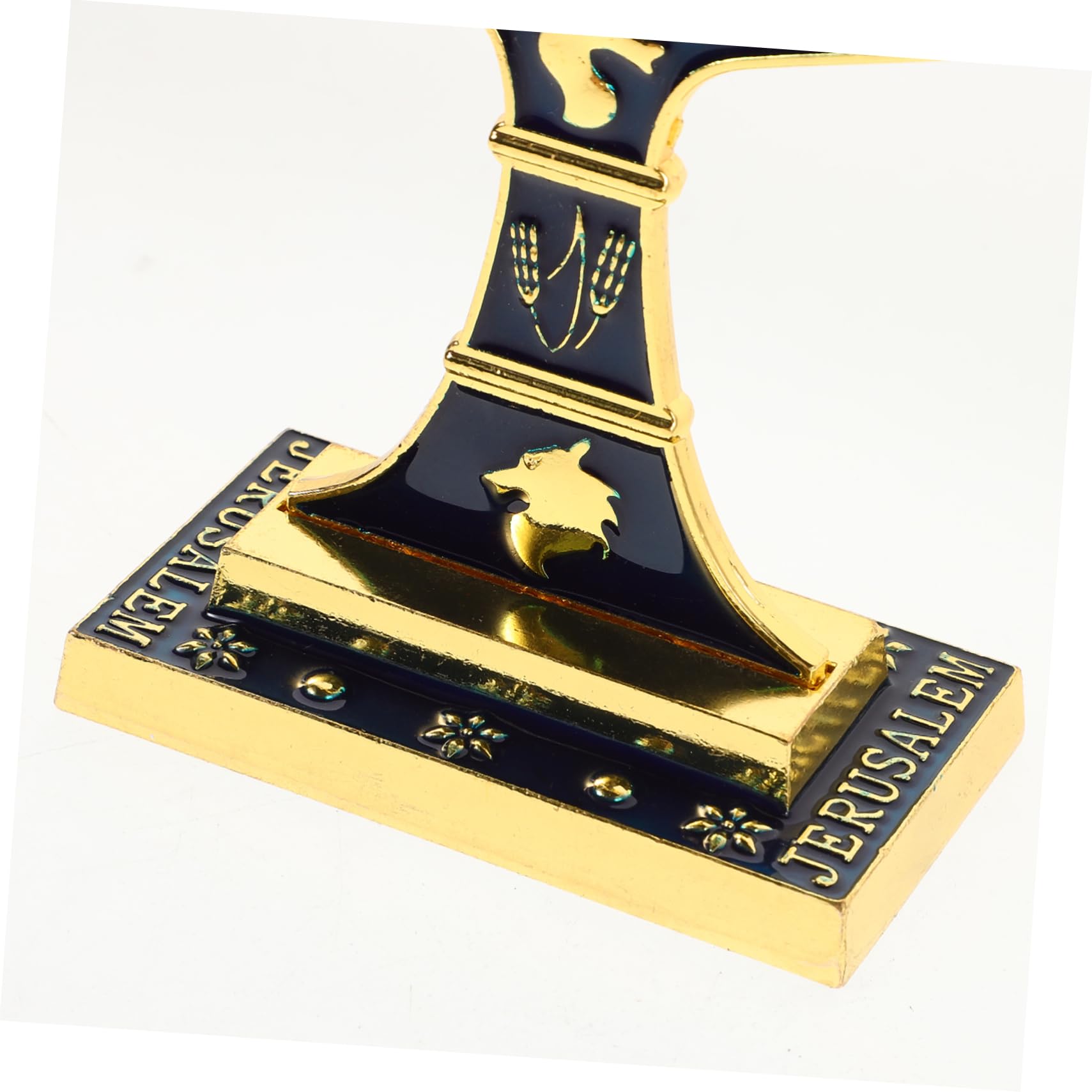 GARVALON Candeliere Ebraico da Tavolo in Lega di Alluminio Blu Design a 7 Bracci Elegante per Cerimonie Religiose e Decorazione della Tavola in Ambito Familiare