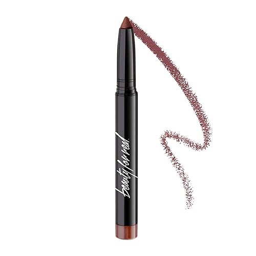 Beauty For Real Shadow Stx, All Day Latte - Rich Deep Plum - Sombra de ojos en barra impermeable, de crema a polvo, sacapuntas integrado, 0.05 onzas
