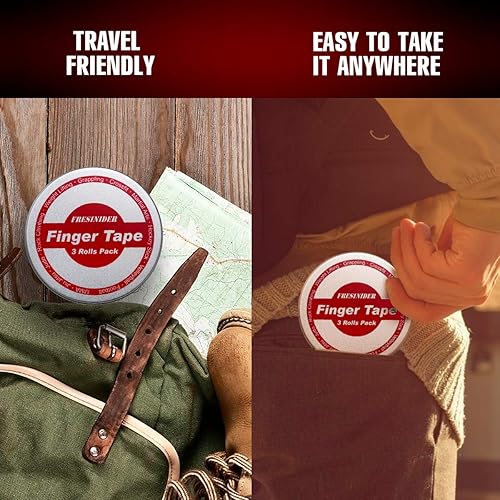 Miniatura 10 de FRESINIDER Cinta para dedos  Cinta atlética fuerte  0.3 pulgadas x 45 pies (paquete de 9) juego de lata  Sin residuos pegajosos  para escalada en