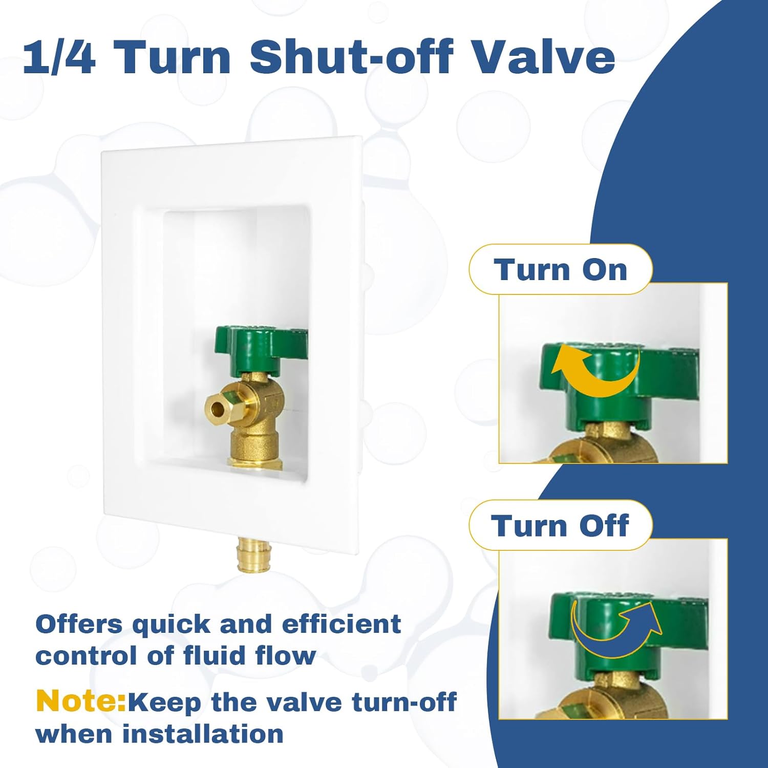 2-PACK GUOFIS Icemaker Outlet Box with 1/2" PEX-A Expamsion Inlet Connect, Ice Maker Box with Pre-installed 1/4-Turn Ball Valve(IM003-2Pack)