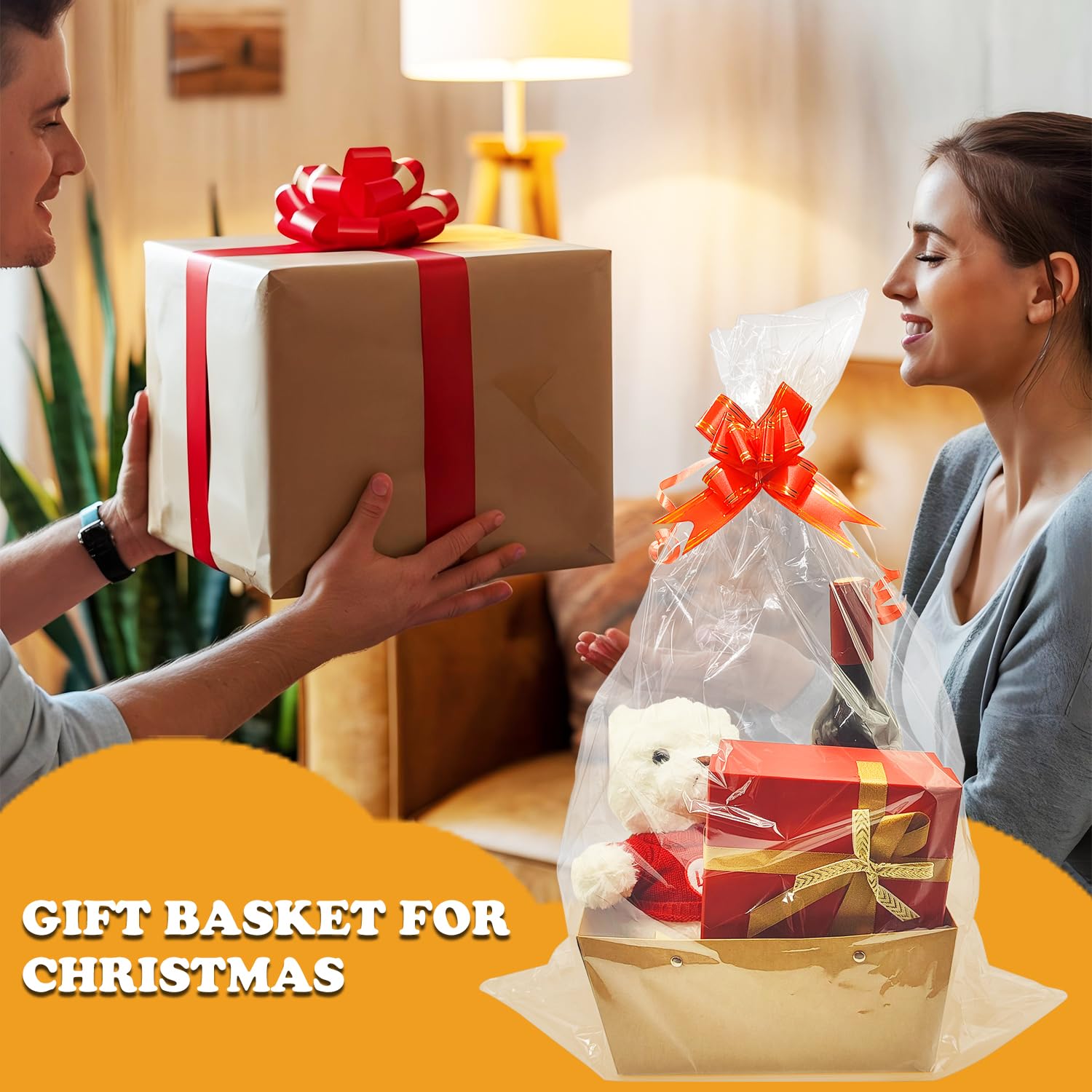 32 cestas vacías para regalos, kit de cesta de regalo a granel con asas con 32 bolsas, bandeja de mercado de 32 lazos para paquetes de regalo, aniversario, cumpleaños, boda, fiesta de regalo (9.8 x