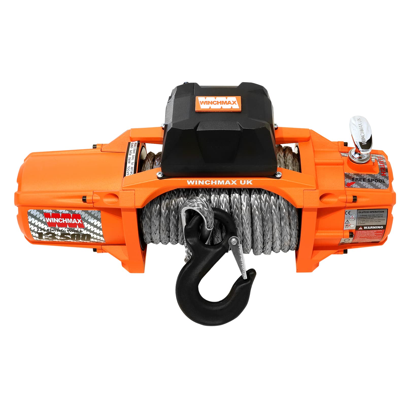Winchmax 13.500 Libras (6.123 kg) Serie SL Cabrestante eléctrico Original Naranja de 12v. Cuerda de Dyneema, Control Remoto inalámbrico Doble.