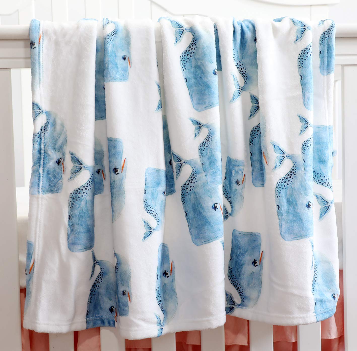 Sahaler Succulents Cactus Plush Fleece Throw & Receiving Baby Blankets for Boys and Girls,Fleece Plush Blanket for Nursery Crib, Stroller, Toddler Bed, Carseat 30x40 (Whale) : Baby