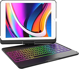 Keyboard Case for iPad 5th/6th Gen 2017/2018 - iPad Air 2/1 iPad Case with Keyboard, 360 Screen Rotation - Wireless/BT - Backlit 10 Color Keyboard Case for iPad Pro 9.7, Auto Sleep/Wake - Black