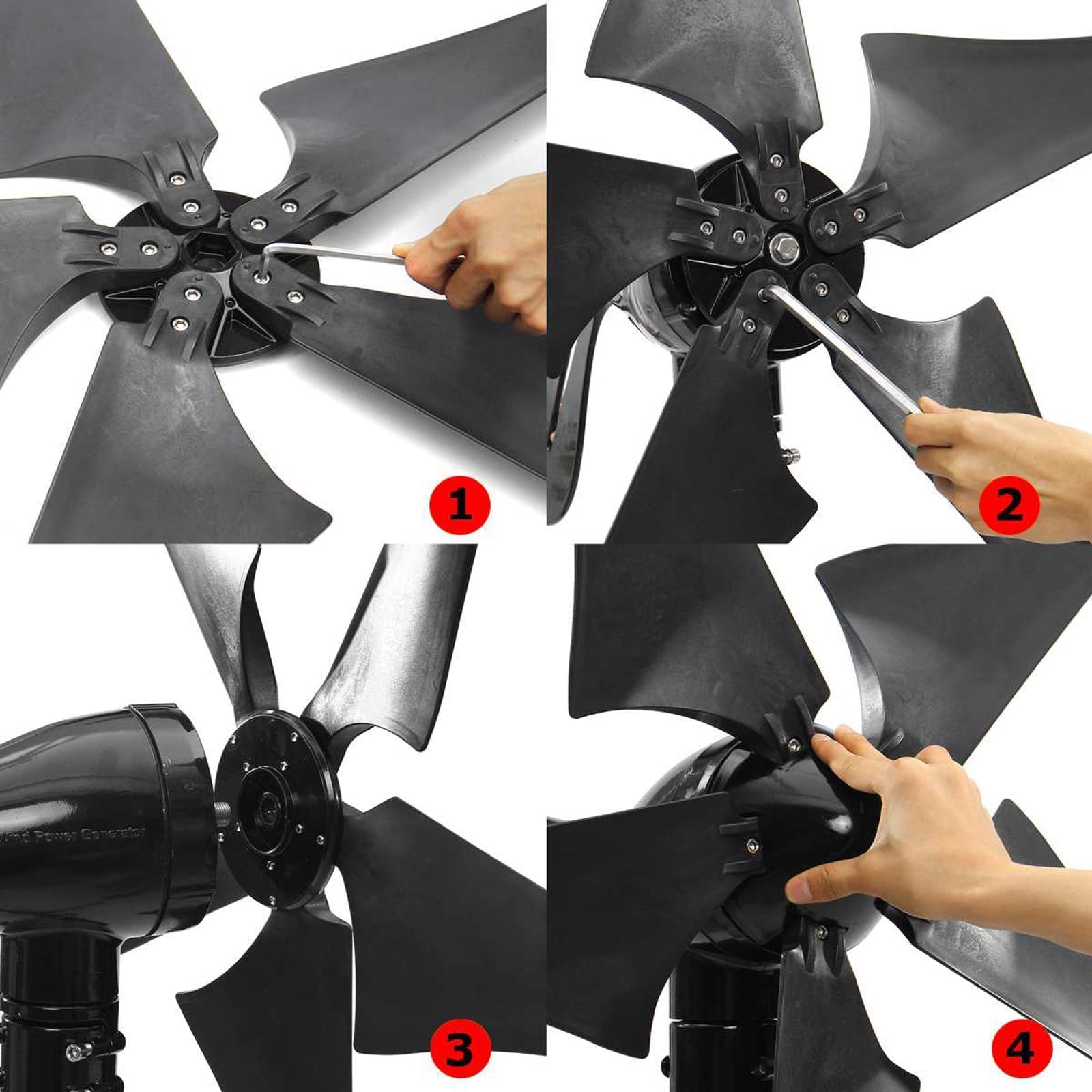 Kit generatore a turbina eolica a 5 Pale, generatore a turbina Verticale 12V/24V 400W, con regolatore di Carica per terrazza/Chalet/Barca da Pesca (24V)