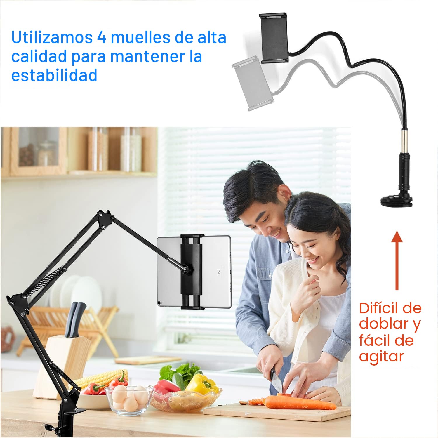 SAMHOUSING Soporte giratorio de 360 grados para tablet y teléfono – Brazo de aluminio estable para iPad y otros dispositivos de 4,5 a 12,9 pulgadas