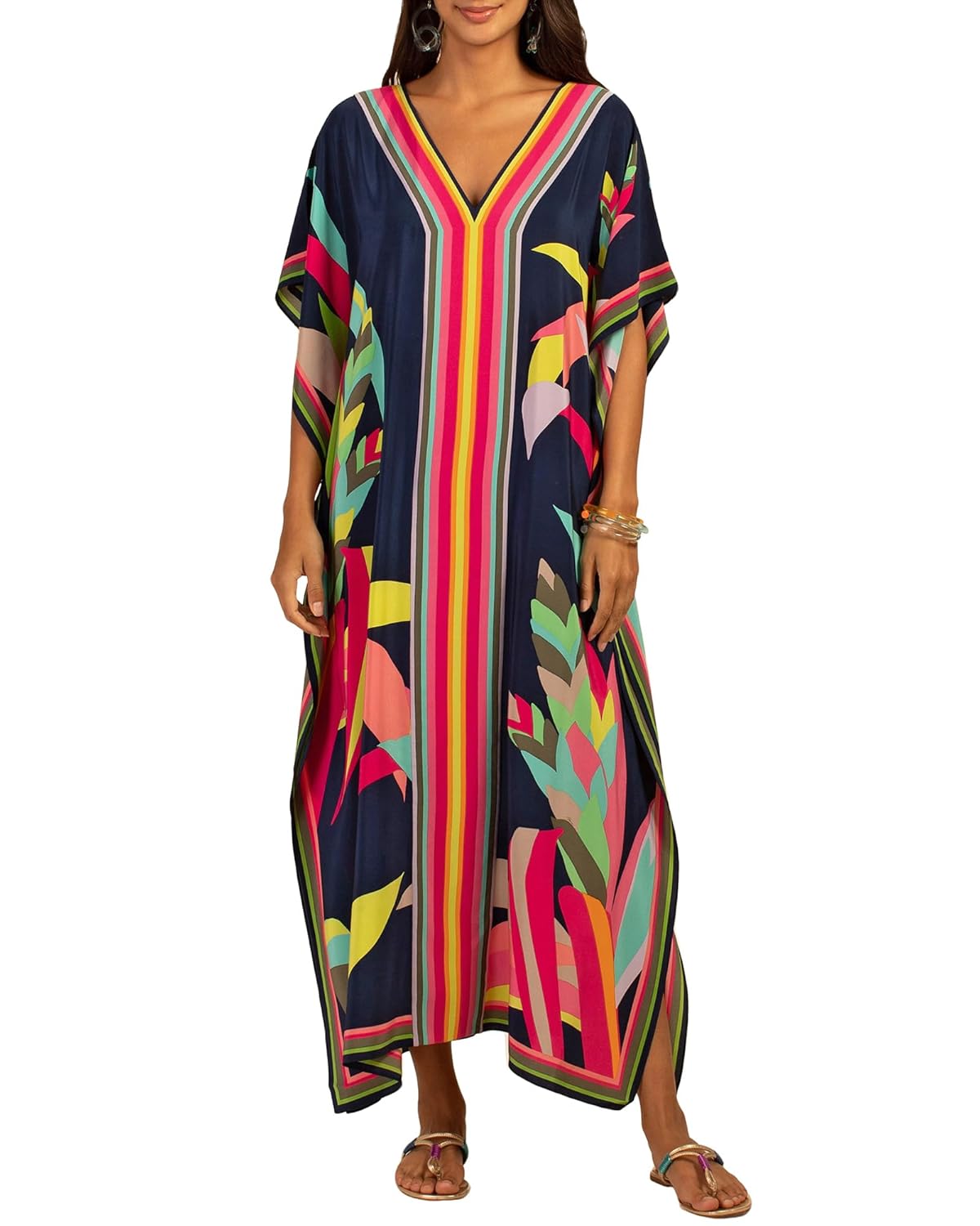 Bsubseach Women Plus Size Kaftan Dress Swimsuit Cover Up Caftan Maxi Beach Dresses Cover Ups