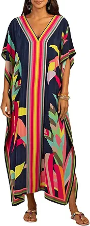 Bsubseach Women Plus Size Kaftan Dress Swimsuit Cover Up Caftan Maxi Beach Dresses Cover Ups