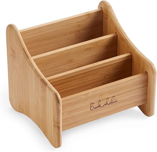 Miniatura 2 de Bookaholic Organizador de escritorio de bambú de 3 niveles para suministros de oficina, artículos de tocador, manualidades, ideal para escritorio,