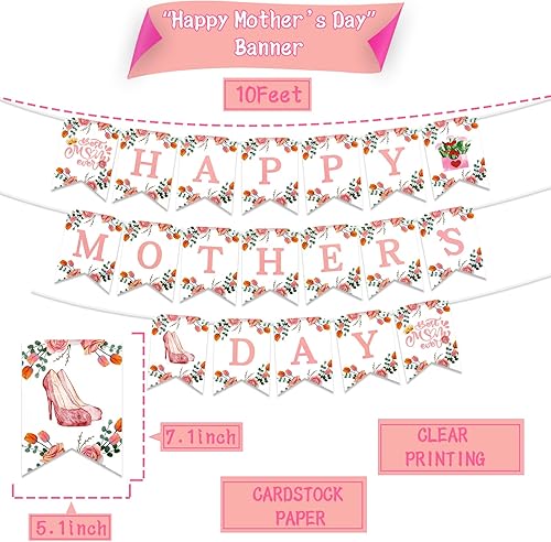 Miniatura 2 de HOWAF Cartel de feliz día de la madre, decoración de fiesta para el día de la madre, decoración de guirnalda de la mejor mamá del mundo, decoración