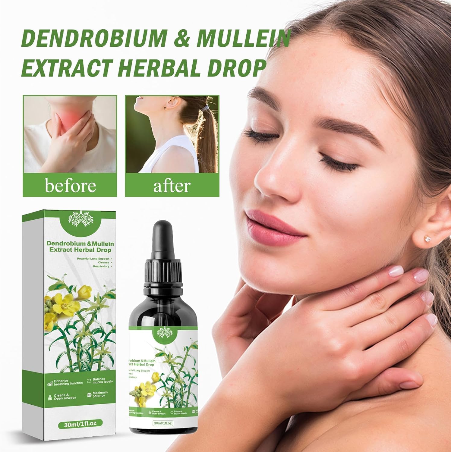 Potente pulizia polmonare,Gocce di estratto di verbasco,Essenza di erbe polmonari,Essenza di salute polmonare erba,Pulizia e protezione respiratoria,Potente pulizia dei polmoni 3PC