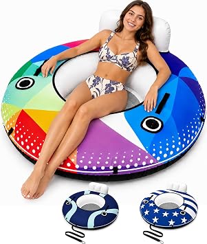 ZEALFEEL River Tube, 53'' PVC Inner Tube, Premium Canvas Cover, Backrest