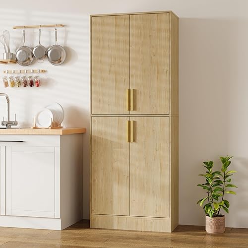 Miniatura 11 de Armario de despensa de 71 pulgadas de alto con 4 puertas, armario de almacenamiento de despensa de cocina, armario de despensa independiente,