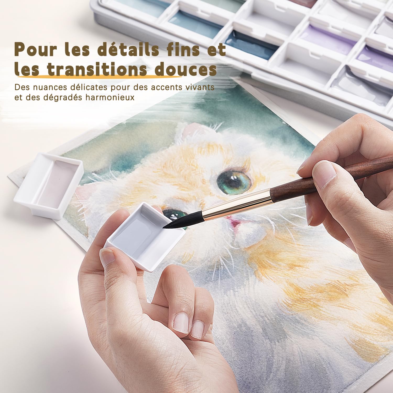 Peinture Aquarelle Opaque - Set de 24 Aquarelles Semi-humides avec Palette de Mélange | Faible Saturation, Couleurs Mates et Haut Pouvoir Couvrant | idéal pour Artistes et Amateurs