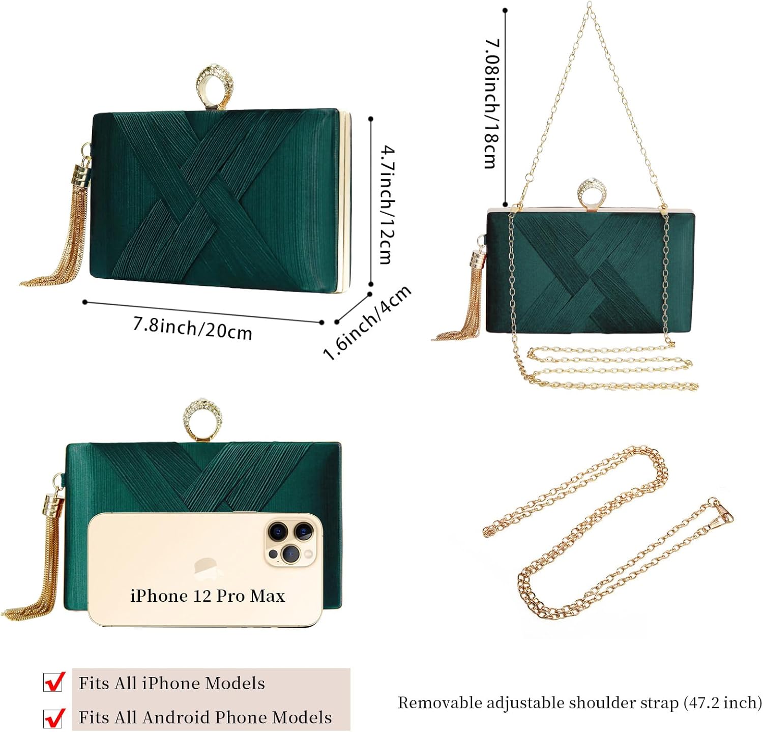 Clutch Purses for Women Tassel Evening Clutch bag Sparkly Diamond Crossbody Shoulder Bag For Wedding Night out Party - Image 4