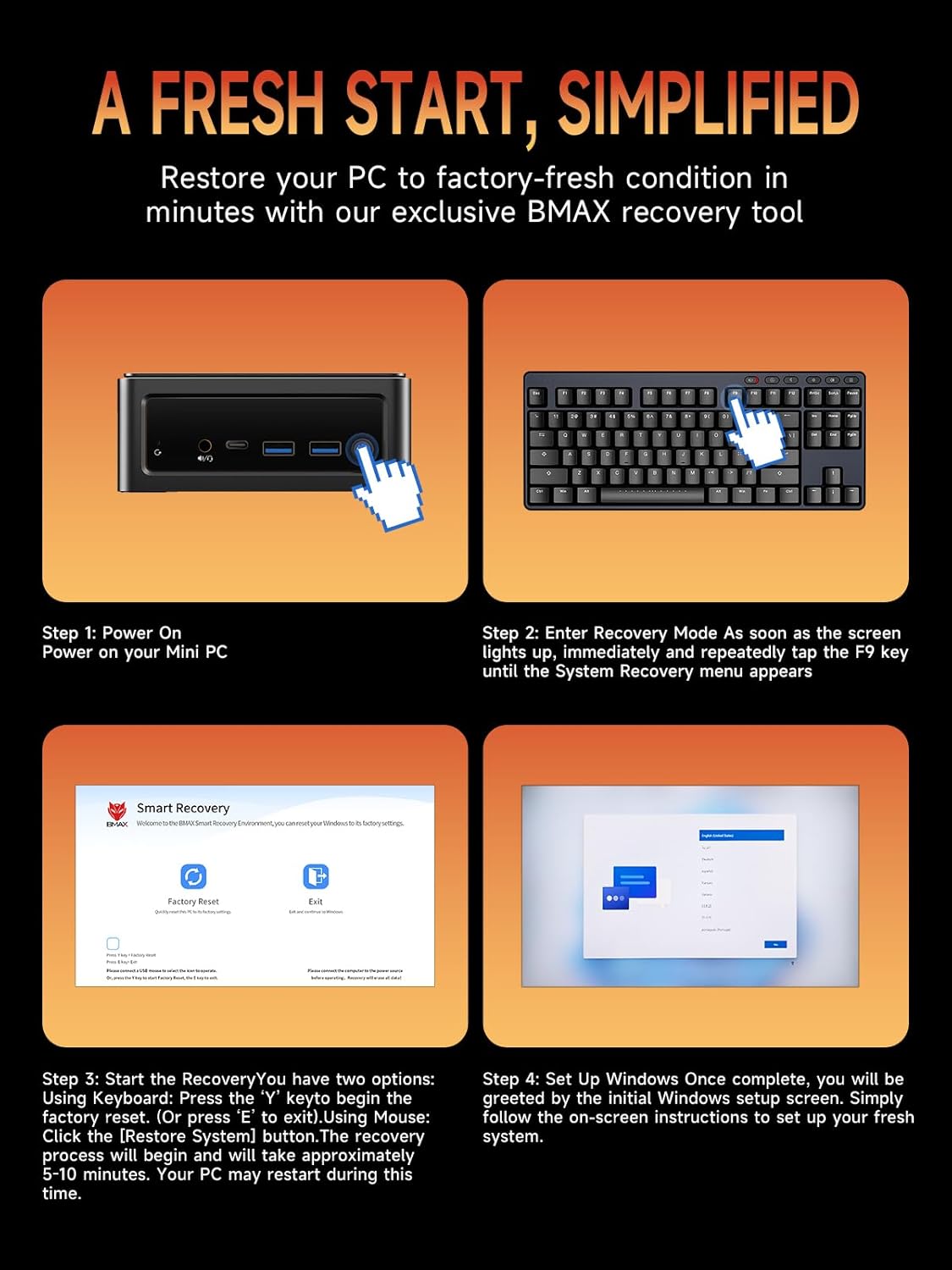 Bmax B5A Pro Mini PC with AMD Ryzen 5 5825U | 16GB DDR4 RAM | 512GB NVMe SSD | Windows 11 Pro | 2 x USB 3.2 Gen 2 | Triple 4K Display Support | Wi-Fi 6 | AMD Ryzen Mini Desktop Computers