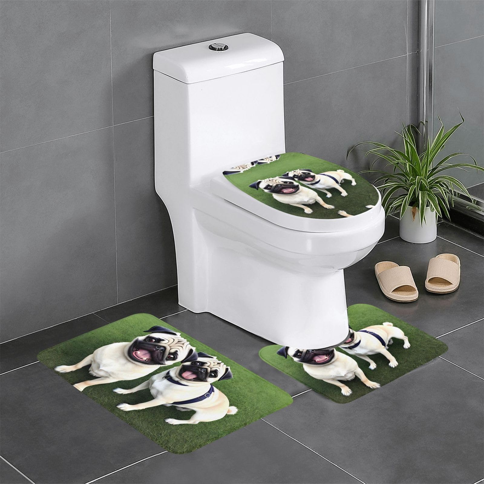 Tapis de salle de bain antidérapants pour coiffeuse et baignoire au motif carlin