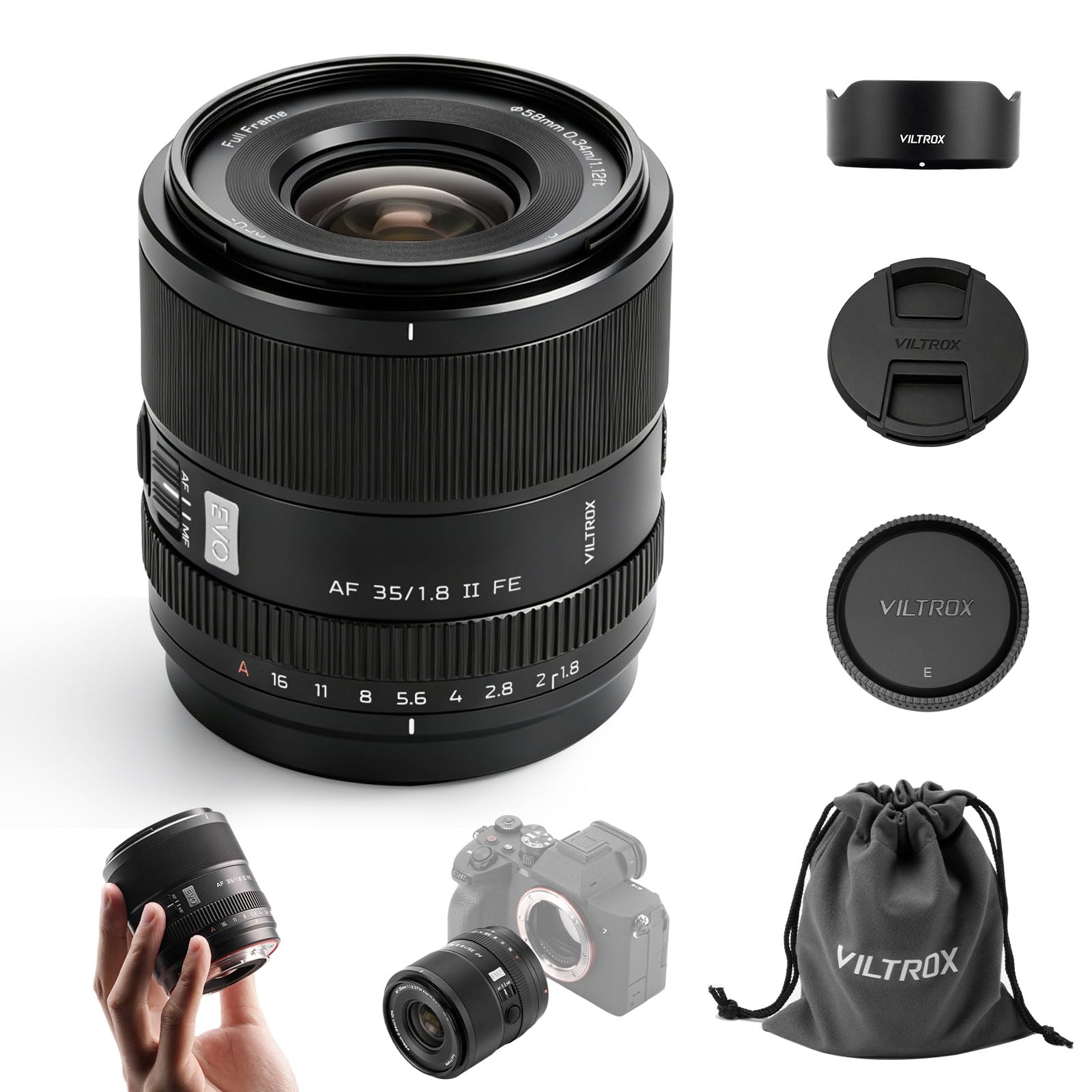 VILTROX 35 mm F1.8 EVO FE Mount obiektyw do aparatu Sony E z pełną ramką design APO obiektyw pełnoformatowy z grubą przysłoną autofokusa soczewka do Sony A7CIl A7CR ZVE1 A7RV FX2 a7RIV a7IV a7RI A6700