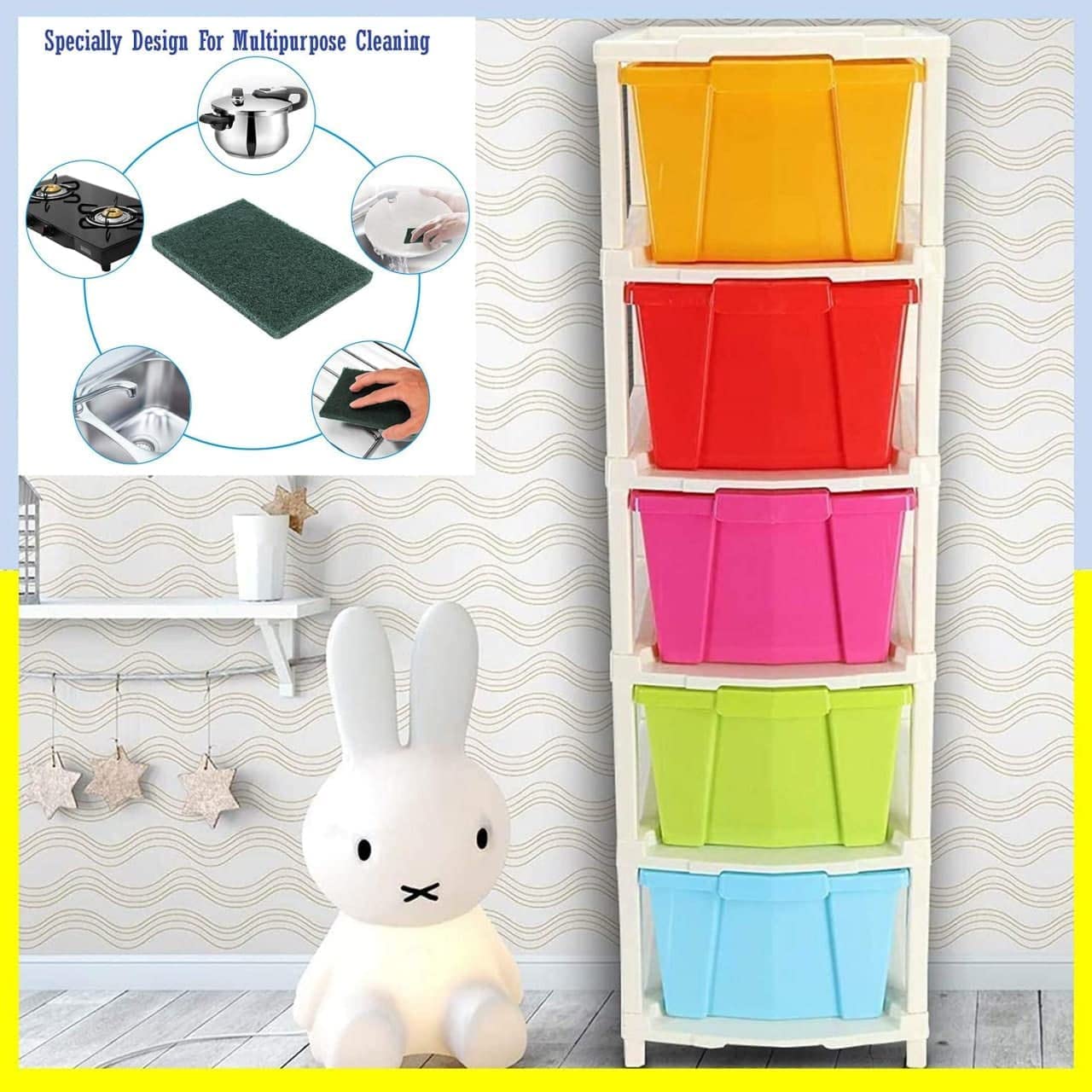 DKEXL 5 Layer Plastic Modular Drawer Large Multipurpose Foldable Drawers Organizers Box (Multicolor)