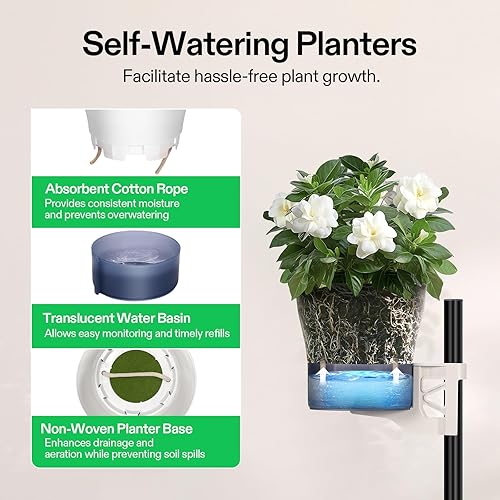 Miniatura 3 de VIVOSUN Soporte de metal para plantas, torre vertical de 6 niveles altos con macetas de riego automático, estante modular para uso en interiores y