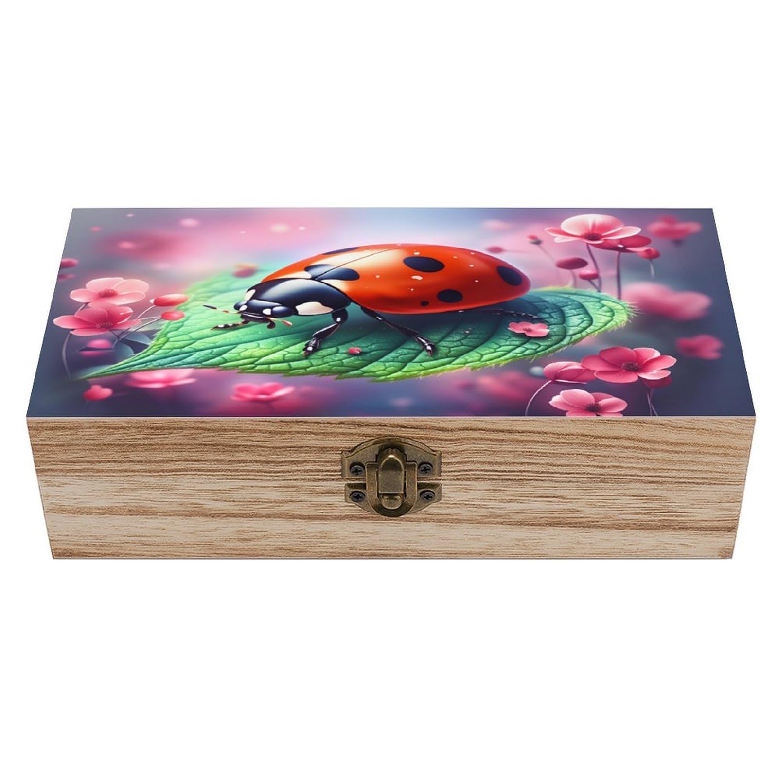 asbwuo Insects Pattern Vintage Wooden Keepsake Box