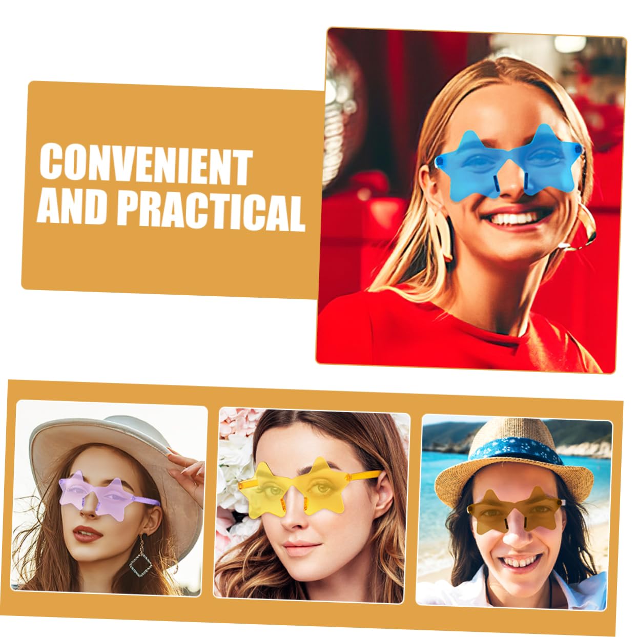 FRCOLOR Funny Party Glasses Women's Star Shape Sunglasses Frame Fashion Accessory