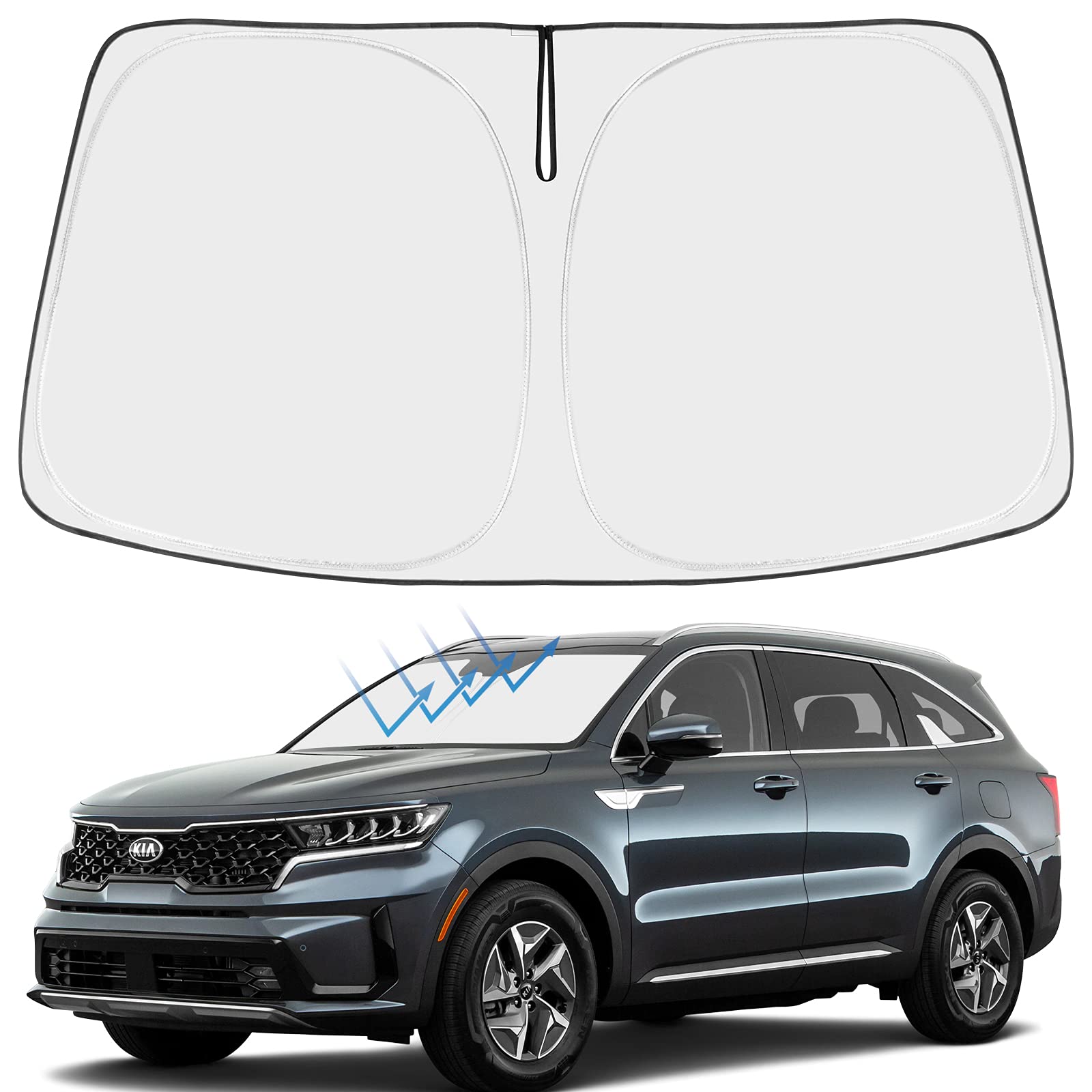 Proadsy Front Windshield Sun Shade Foldable Sunshade Protector Custom Fit 2021 2022 Kia Sorento SUV Accessories 2022 Upgrade
