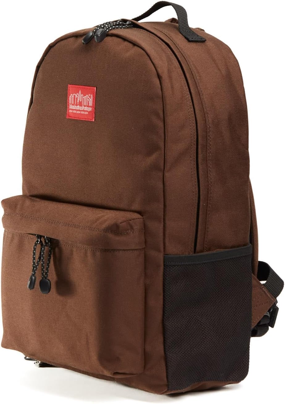 Manhattan Portage Mini Knickerbocker backpack With Laptop Compartment With Reflective Puller And Side Mesh Pockets (Dark Brown)