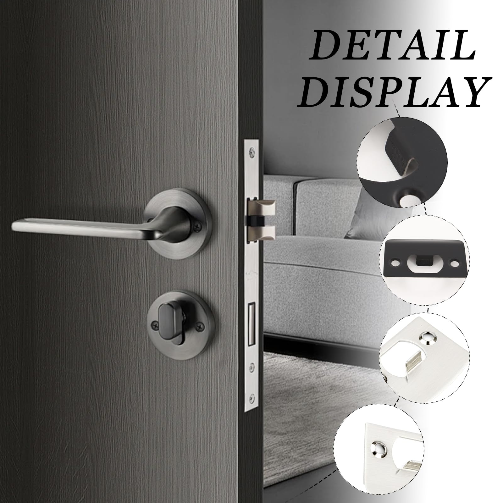 Lot de 12 gâches de porte avec 24 vis renforcées, plaques de porte pour portes intérieures pour bouton ou loquet, finition noire mate