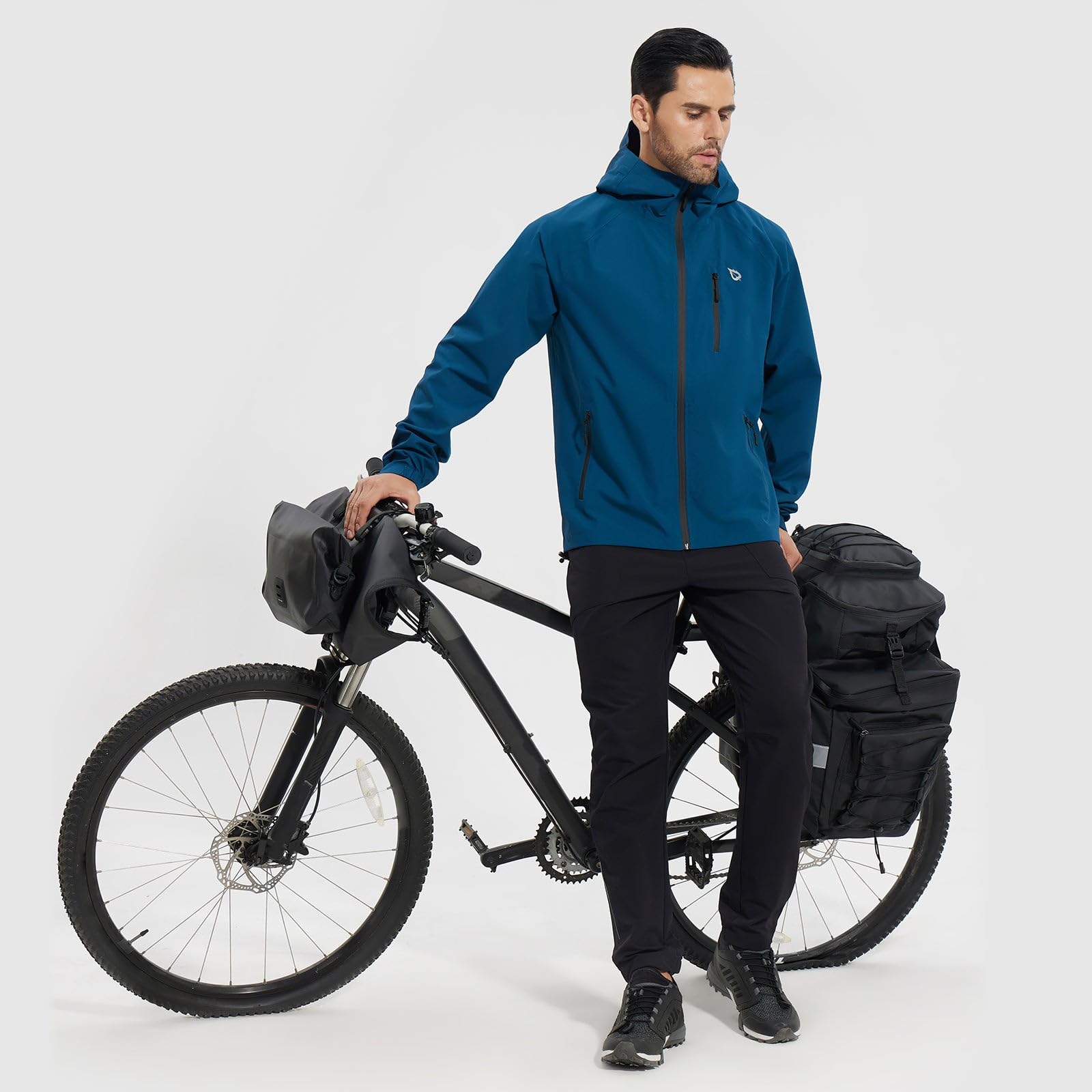 baleaf Chubasquero para hombre, chaqueta impermeable para exteriores, cortavientos, con capucha, 10000 mm, H2O, impermeable