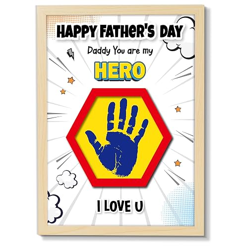 QOUBAI Super Dad Handprint Art Gifts DIY Kit Father's Day