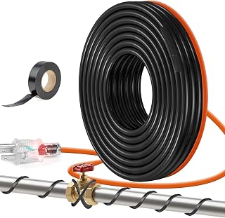 14FT（3FT-200FT） Pipe Heating Cable for Pipe Freeze Protection, Heat Cable for Water Pipes(Metal and Plastic), Pipe Heat Tape Keeps Water Flowing at -40°F 5w/ft, 120V Plumbing fixture