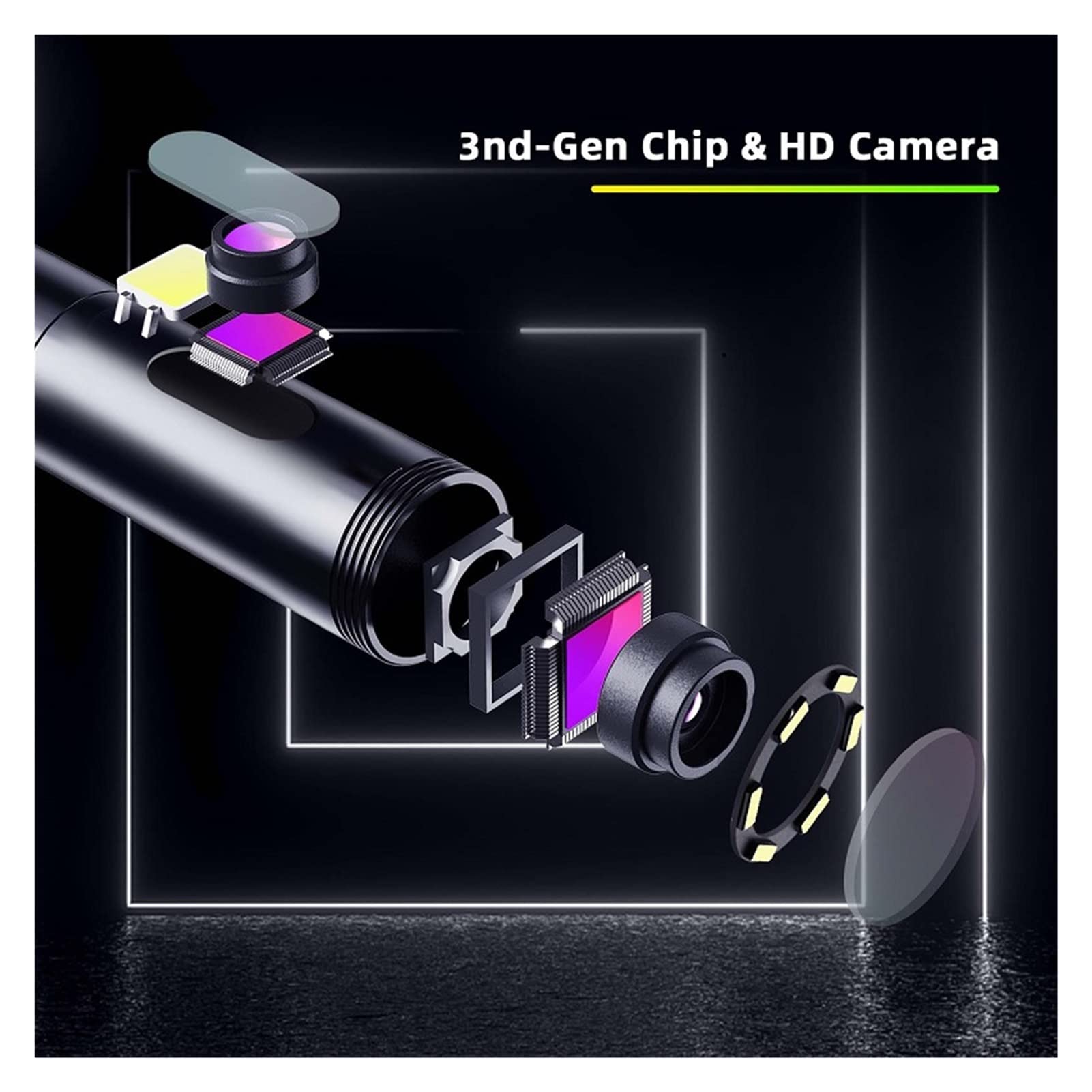 Kamera inspekcyjna endoskopu, 2 Szt. Endoskop Pojedynczy Ekran IPS HD1080P O Przekątnej 4,3 Cala Podwodny Kabel Samochodowy Camrea Le Right Do samochodu, ściany, rury spustowej(2m)