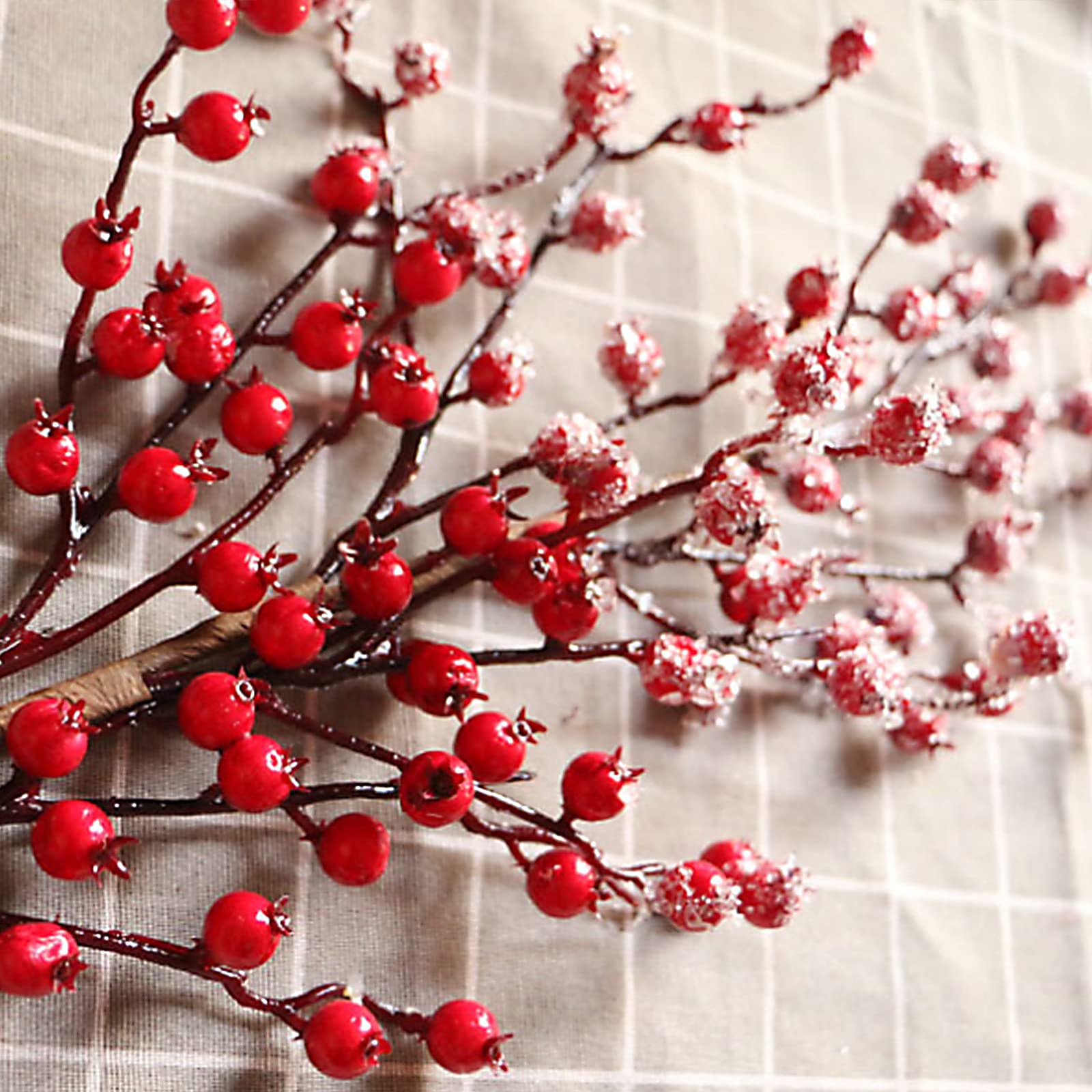 Lot 150 Tiges Baies Artificielles Rouges De Noël - Fleurs Houx Pour Décorations Sapin Et Artisanat