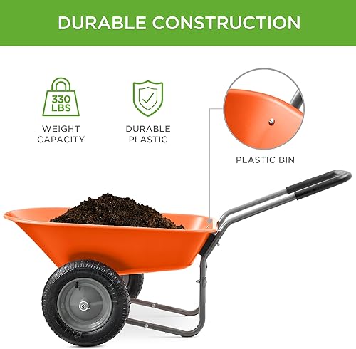 Vista 17 de Best Choice Products carretilla de jardín para hogar con doble rueda