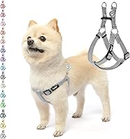 Vista 25 de PUPTECK Arnés para perro sin tirones, suave y ajustable, de nailon básico, chaleco para cachorros para caminar al aire libre con etiqueta