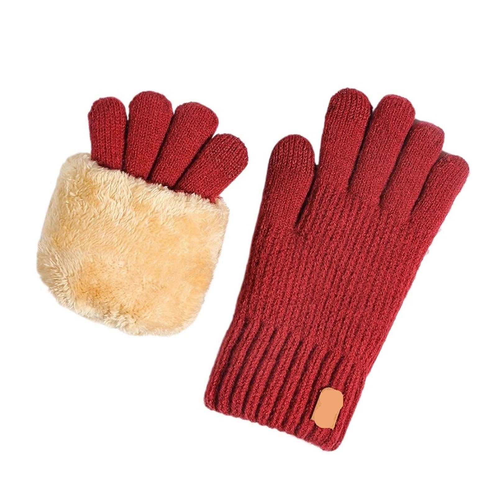 Guantes térmicos de punto trenzado, pantalla táctil con forro polar | Forro polar suave for retener el calor, apto for montar y desplazarse diariamente en otoño.