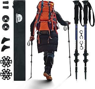 Underwood-Aggregator Walking Poles - 1/2 Pack Collapsible Hiking Poles for Women and Men, Ultralight Telescopic Backpacking Walking Stick, Adjustable Trekking Poles for Mountaining, Anti-shock System