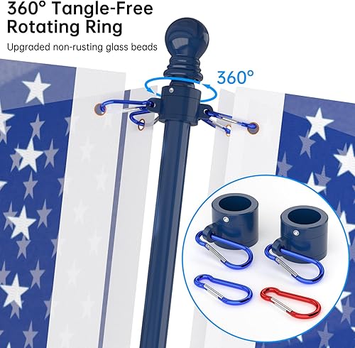 Miniatura 12 de ZMTECH Mástil de bandera – Soporte mejorado, bastones de bandera de acero inoxidable de 6 pies para exteriores de casa, residencial o comercial, kit