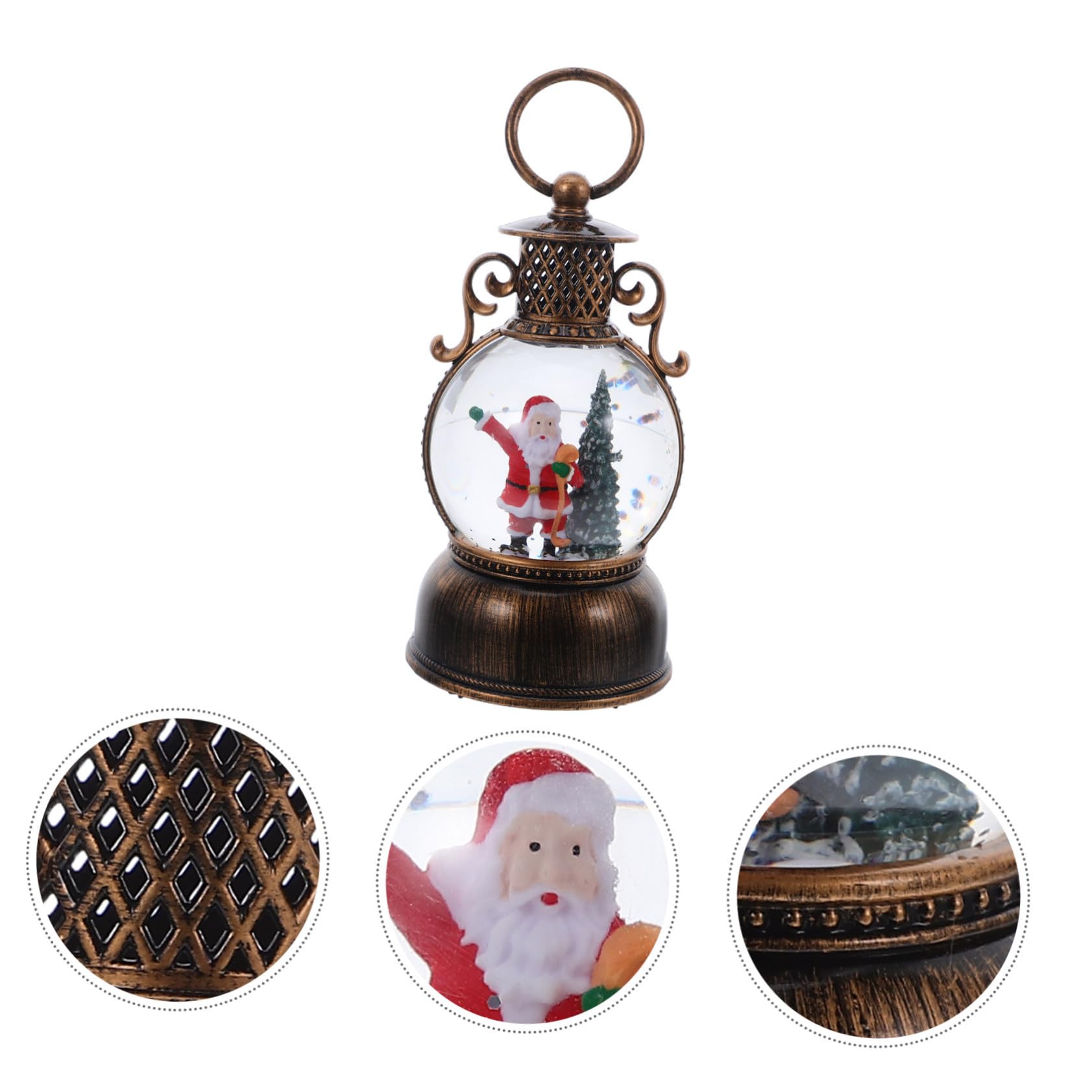 Alipis Globo di Neve Carillon Natalizio Lanterna Decorativa Illuminata Forma di Neve Ornamento Musicale per Feste Cavo USB senza Batterie
