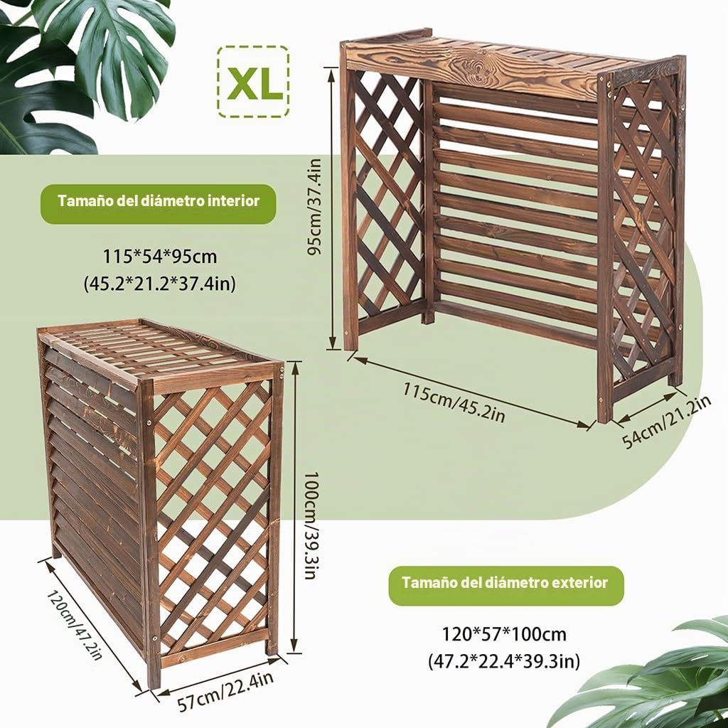 Cubierta De Aire Acondicionado De Madera Maciza Elegante Y Resistente Que Ofrece Protección Duradera Y Diseño Atractivo para Exteriores(120x57x100cm)