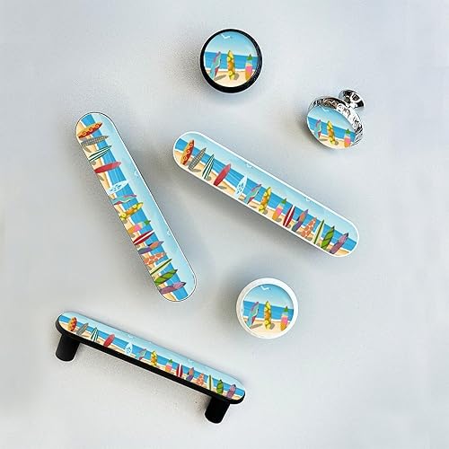 Miniatura 4 de Paquete de 4 tablas de surf en la barra de gabinete de la playa, tiradores de 3-34 pulgadas (3.780 in), manijas blancas para gabinetes de cocina,
