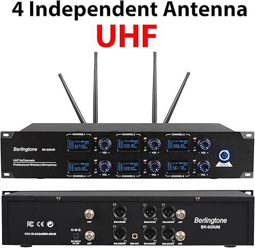 Miniatura 8 de ) Sistema de micrófono inalámbrico UHF de 6 canales Micrófono inalámbrico con metal de mano, canal de frecuencia fija, micrófono dinámico para