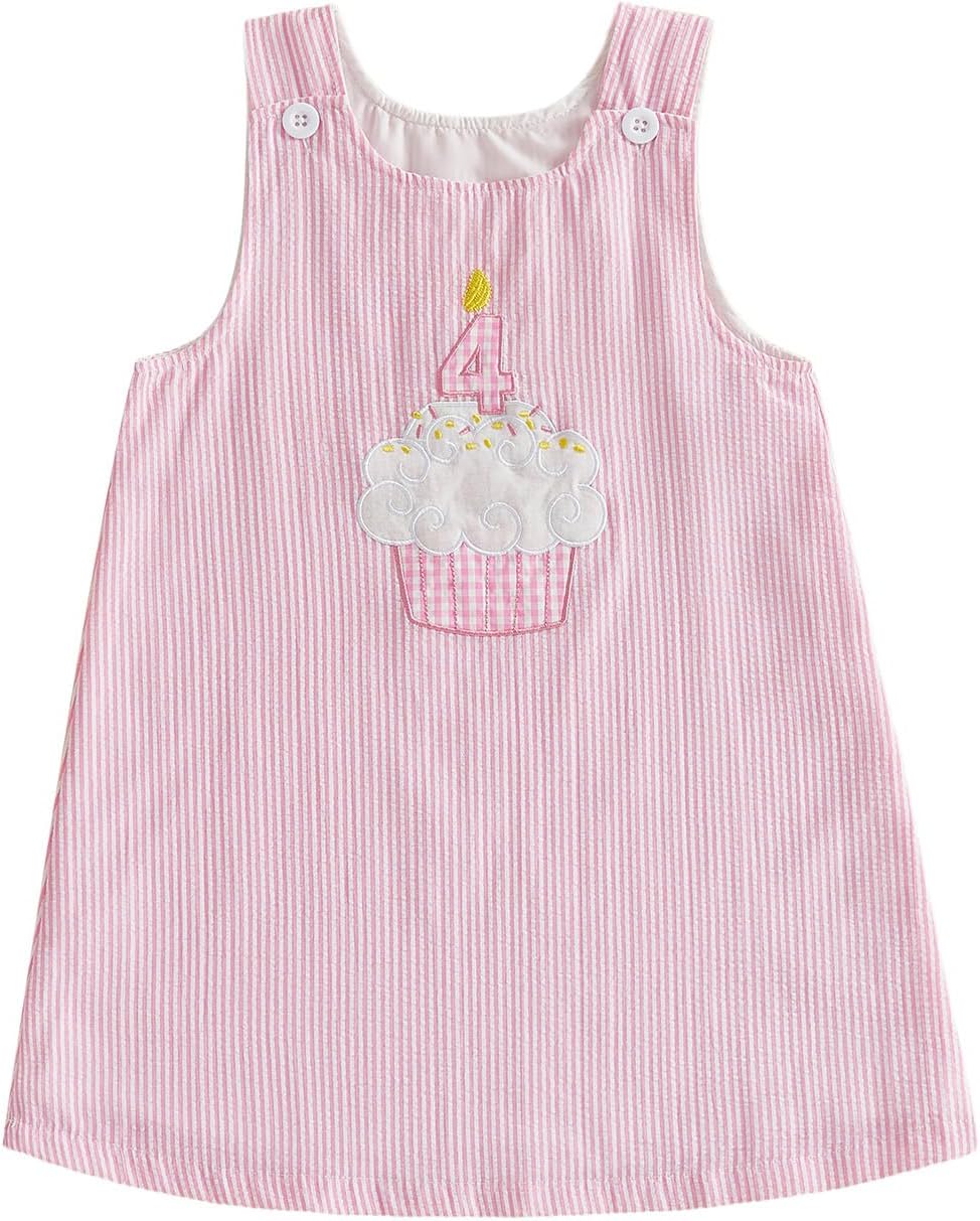 Baby Girl First Birthday Outfit 1 Cake Embroidery One Year Old Birthday Dress Smash Cake Dresses