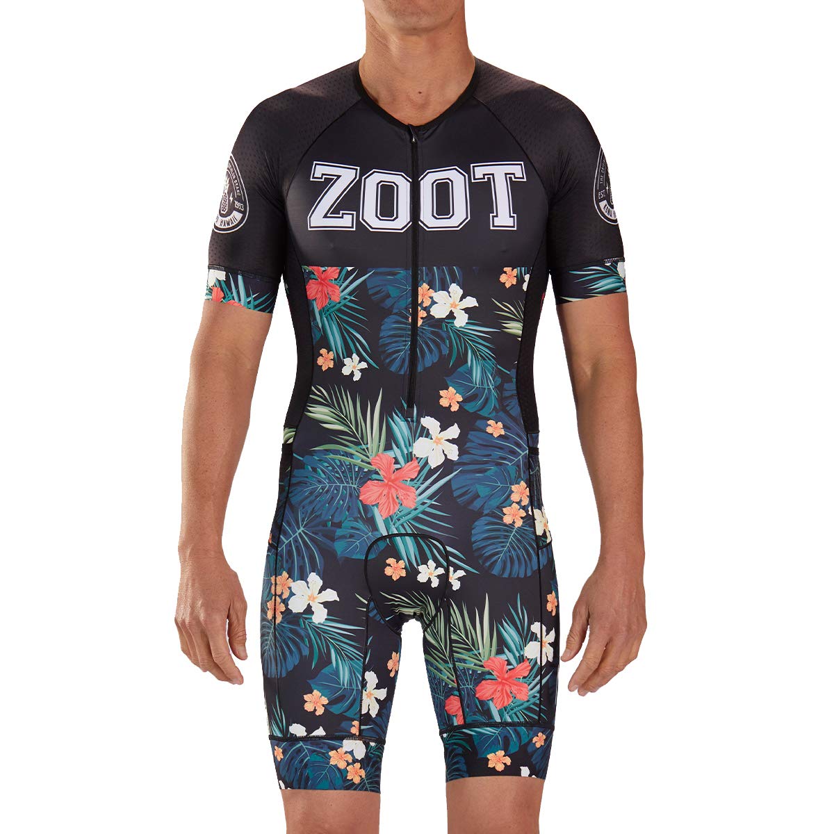 Zoot Tuta da corsa da uomo Aero Triathlon Style 83 con maniche, elementi riflettenti, SPF 50+, due tasche posteriori e cerniera frontale da 22,8 cm