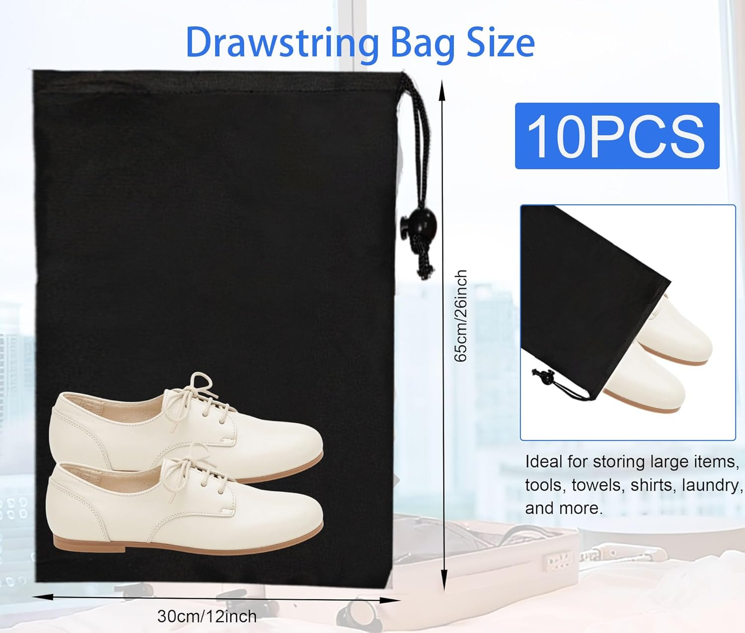 10-Pack Drawstring Bags with Toggle Closure - Lightweight & Durable Nylon Gym Bags for Sports, Travel and Daily Use - Image 4