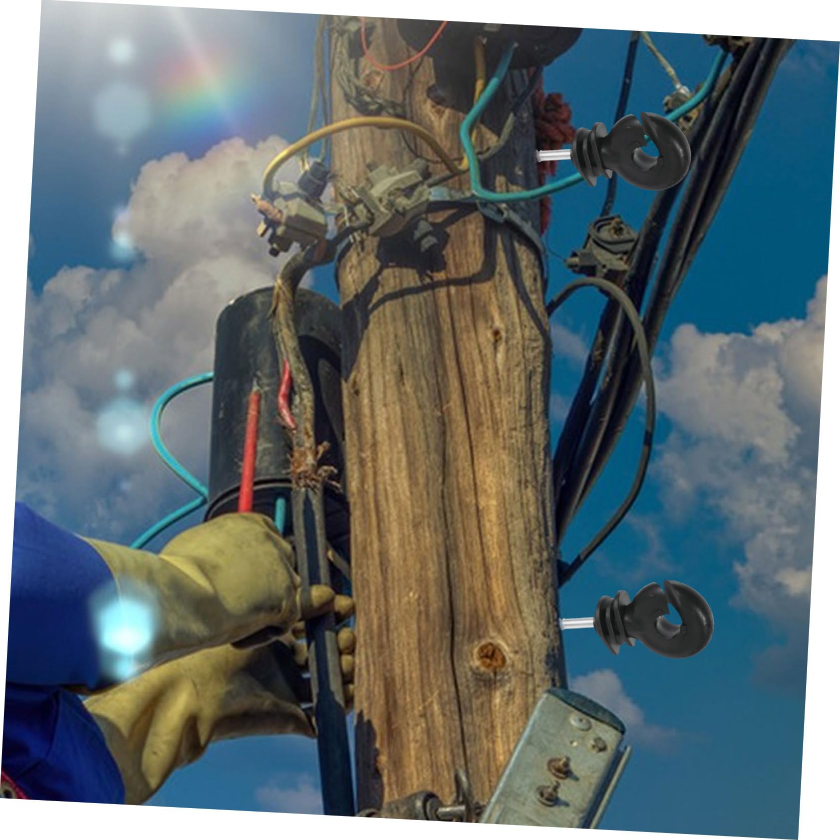 CHILDWEET 100 Stück Schraubisolatoren für Elektrozaun Isolatoren für Holzpfosten aus Kunststoff und Eisen Wetterfest für Weiden und Hochspannungssysteme