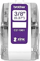 Vista 1 de Brother Genuine CZ-1001 3/8” (0.37”) 9mm Wide x 16.4 ft. (5 m) Long Label roll Featuring Zink Zero Ink Technology